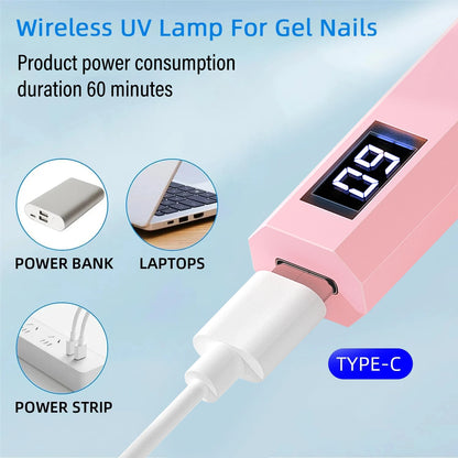 YIKOOLIN Convenient Handheld Nail Dryer Lamp UV/LED Nail Curing All Gel Polish Nail Art Tool Nail Art Convenient Nail Lamp