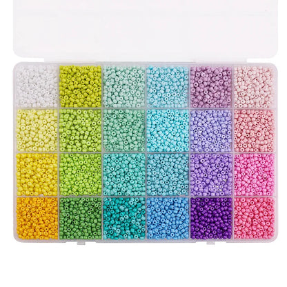 24 Grid 3mm Premium Glass Rice Beads Set 5200pcs Tiny Seed Beads Box Kit for Bracelet Necklaces Jewelry Making DIY Craft Beading