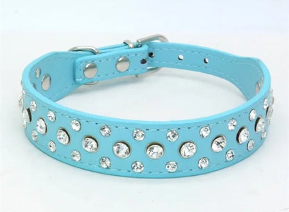 Pet collars for small dogs, pet collars, rhinestone PU collars for cats and dogs, adjustable to prevent pets from being lost