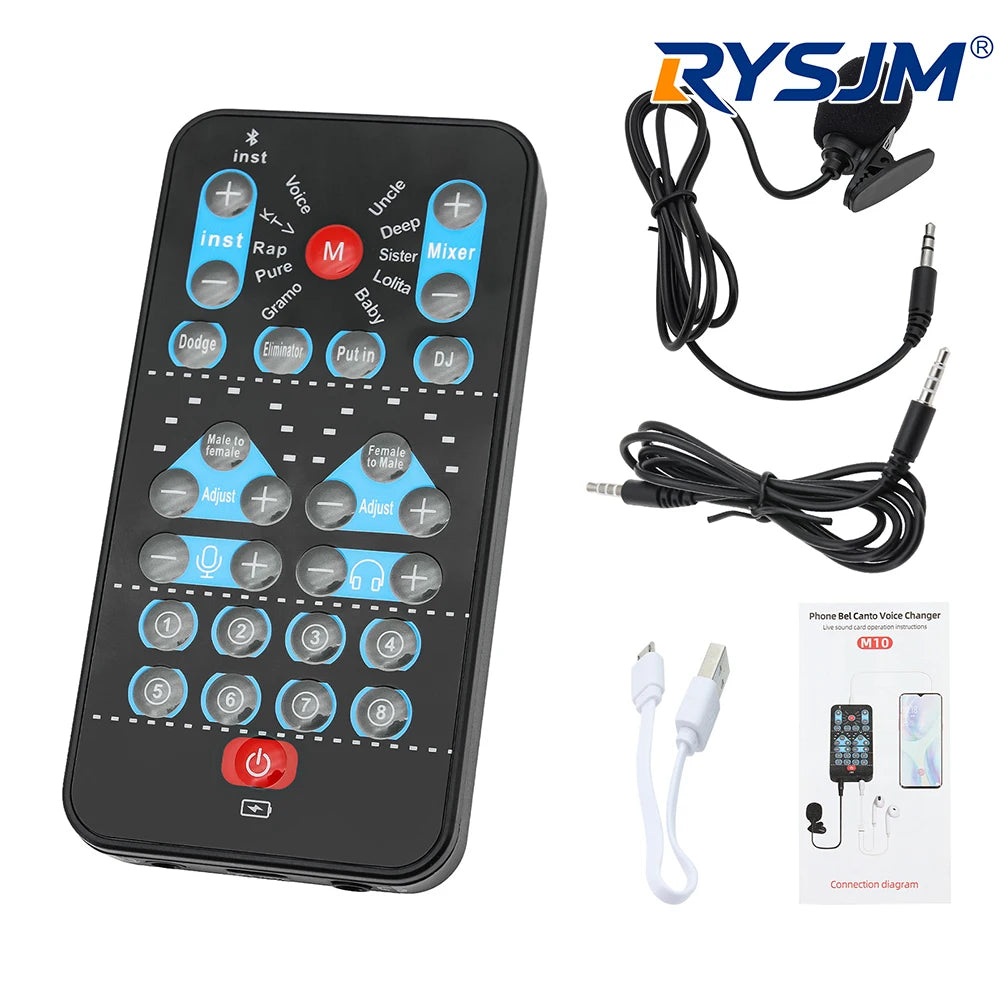 M10 Voice Changer Device Karaoke Function Male Female Voice Switch Universal Portable Sound Changer Card Fine Tuning for Live
