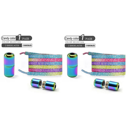 1Pair/2Pairs/4Pairs No Tie Shoe Laces Colorful Buckle Shoelaces Pearl Light Colorful Fashion Without Ties Elastic Laces Sneaker