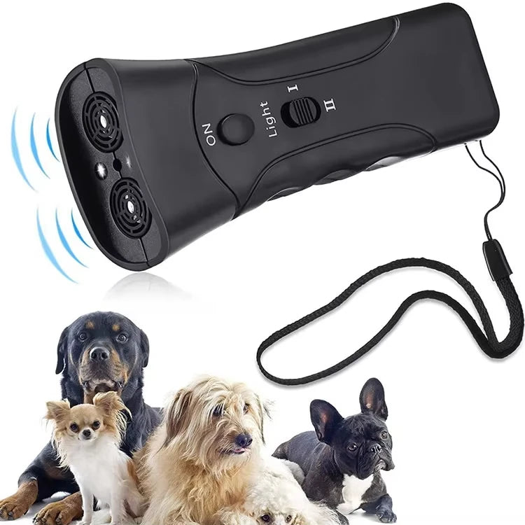 Ultrasonic Dog Bark Deterrent Trainer with LED Light for Pet Training Stop Bark Control Device