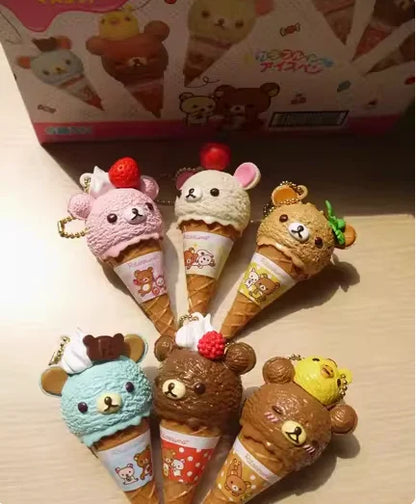 Anime Cute Kawaii Capsule Blind Box Toy Ice Cream Bear Bead Chain Hanging Bag Doll Toy Model Decoration Pendant Children'S Gift