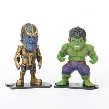 6pcs/set Ironman Spiderman Hulk Captain American Black Panther Thanos Action Figure Collection Model Toys Ornament