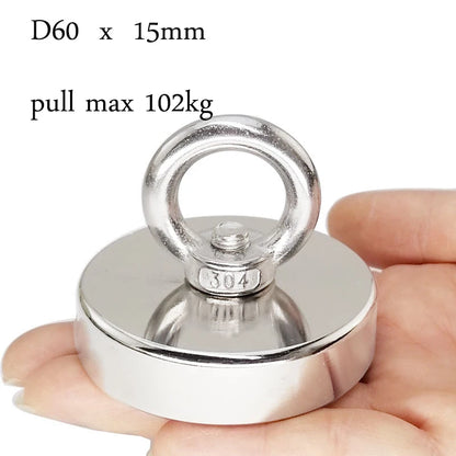 Fishing Magnets, 110lb 242lb 529lb 771lb Pull Force Super Strong Heavy Duty Rare Earth Neodymium Search Magnet For River Fishing