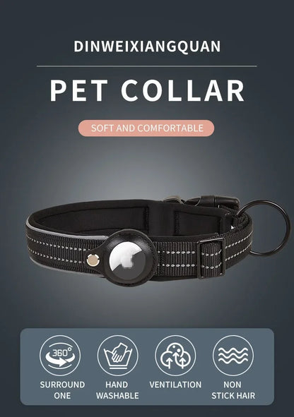 For AirTag Dog Collar Reflective Dog Collar Padded Collars AirTag Holder Case Adjustable Pet Collar for Small Medium Large Dogs