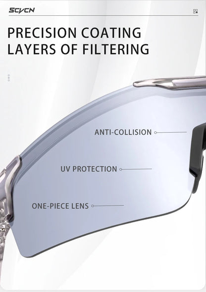 SCVCN Polarized Cycling Sunglasses Outdoor Sports Bicycle Sunglasses Men Women MTB Cycling Glasses Road Bike Glasses