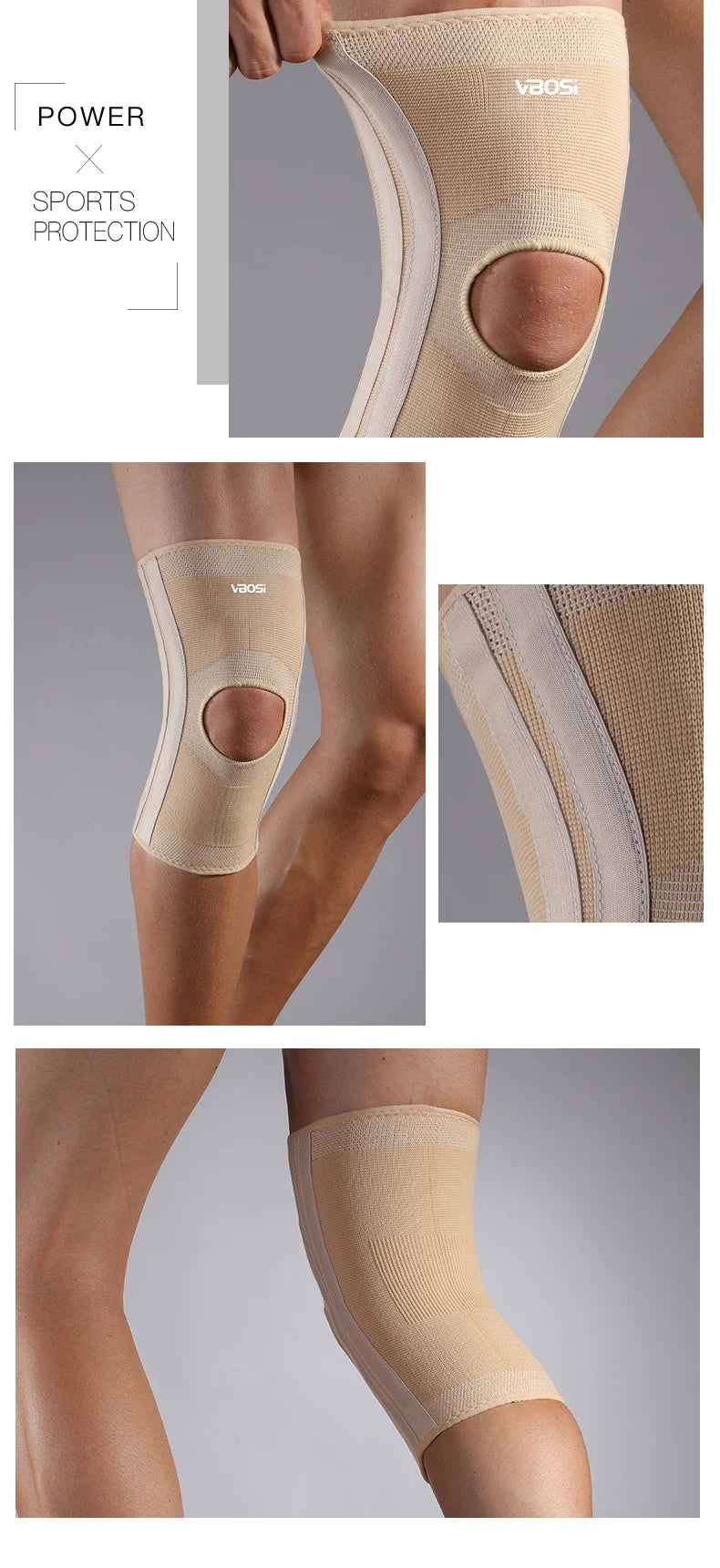 1 Pc High Elasticity Knee Support Brace Open Patella with Spring Bars