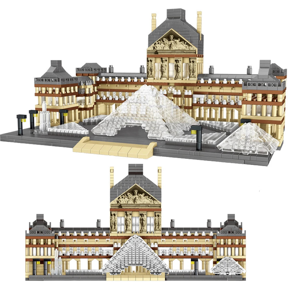 Knew Built Louvre Micro Mini Building Blocks for Adult, Architecture Toys Set, Construction, Arc Triomphe Eiffel Assembly Bricks