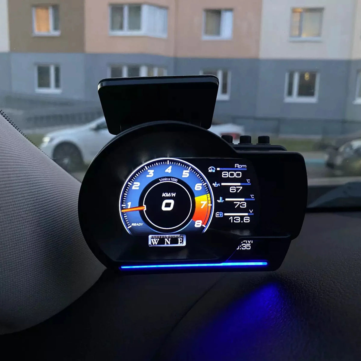 Newest A501 Car Head Up Display OBD2 Smart Car HUD Turbo Gauge Digital Odometer Security Alarm Water&Oil Temp RPM Auto Meter