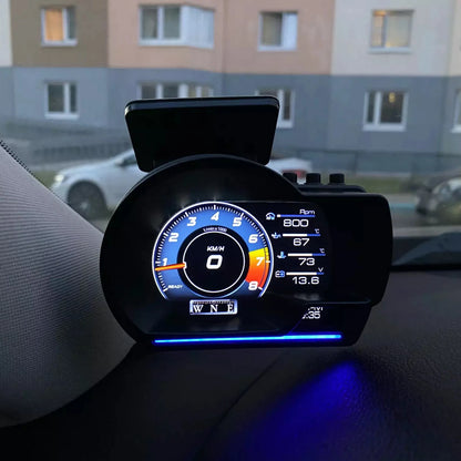 Newest A501 Car Head Up Display OBD2 Smart Car HUD Turbo Gauge Digital Odometer Security Alarm Water&Oil Temp RPM Auto Meter