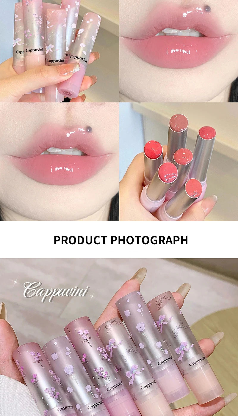 Flowery dish language lip gloss mirror lip glaze beep lip water light lasting makeup not easy to dip cup makeup