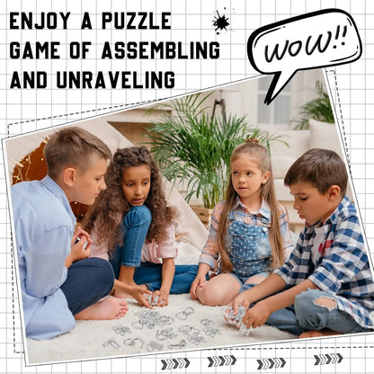 Metal Wire Puzzle Set,Brain Teaser IQ Test Disentanglemen Iron Link Unlock Interlock Game Chinese Ring Magic Trick Toy