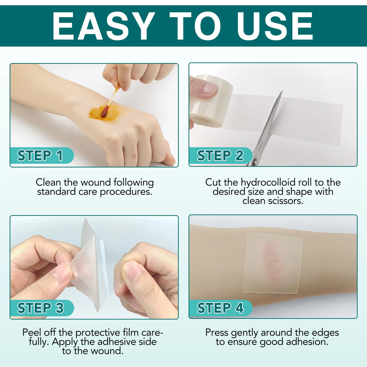 1 Roll Hydrocolloid Band Aid Dressings For Effective Wound Care Extra Thin Soft Waterproof Self-Adhesive Scar Cover Tape