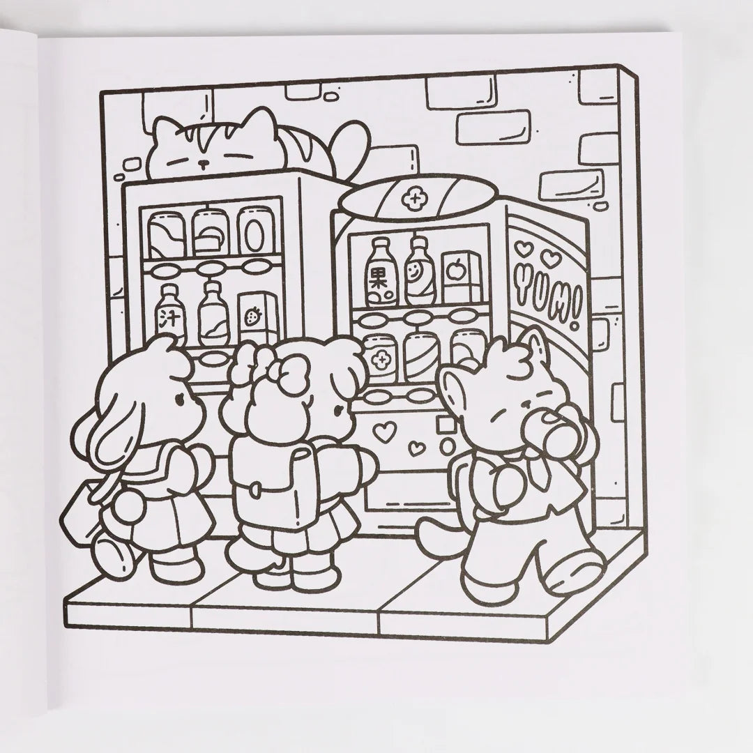 Cozy Japan: Cute Coloring Book for Adults and Teens with Charming Characters and Delightful Japanese Scenes for Relaxation