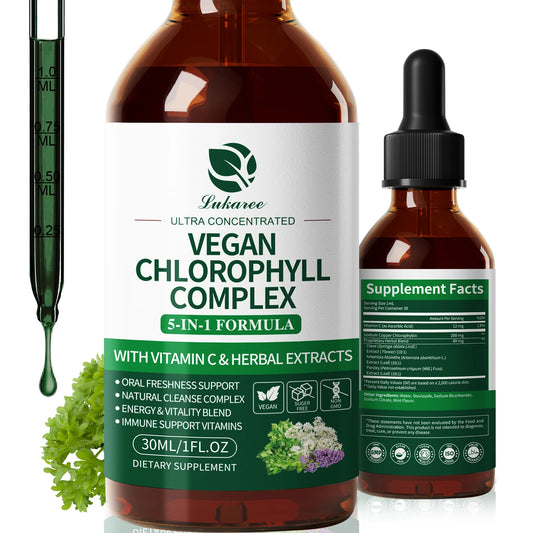 Lukaree 30MLChlorophyll Liquid Drops Supports Natural Cleansing & Immune, Internal Deodorant,Skin & Gut Health,Vegan,Sugar-Free