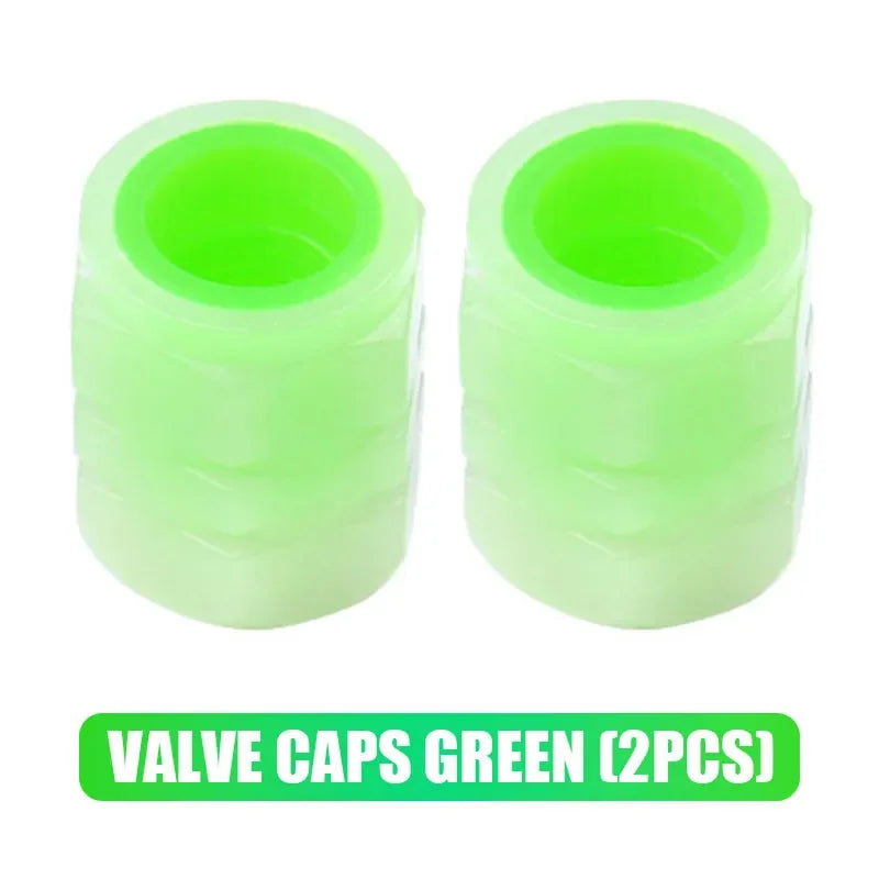 Luminous Car Tire Valve Cap Fluorescent Night Glowing Tire Decor Motorcycle Electric Bicycle Hub Valve Caps Car Accessories