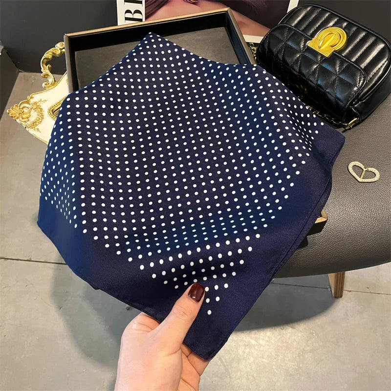 70cm Silk Feeling Square Scarf Women Satin Bandana Print Scarves Head Band Fashion Lady Hair Shawl Wrap Female Neckerchief Hijab