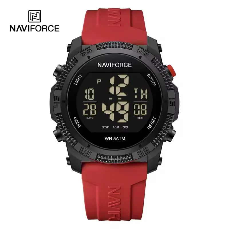NAVIFORCE 7104 Sports Men's LCD Digital Leisure Date Week Alarm Clock Waterproof Silicone Strap Electronic Watch électronique