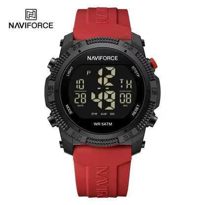NAVIFORCE 7104 Sports Men's LCD Digital Leisure Date Week Alarm Clock Waterproof Silicone Strap Electronic Watch électronique
