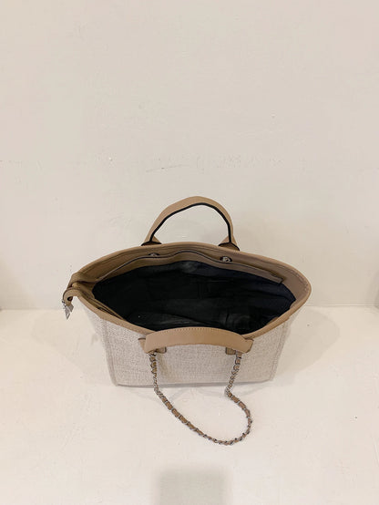 New Fashion Simple Canvas Material Chain Bag Large Capacity Chain Zipper Women's Shoulder Bag Tote Bag For Commuter Shopping
