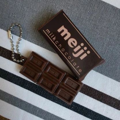 Simulated Meiji Chocolate Fidget Toy Bendy Snap-And-Play Stress Relief Jp Style Keychain Pendant Funny Gifts Creative Gadgets