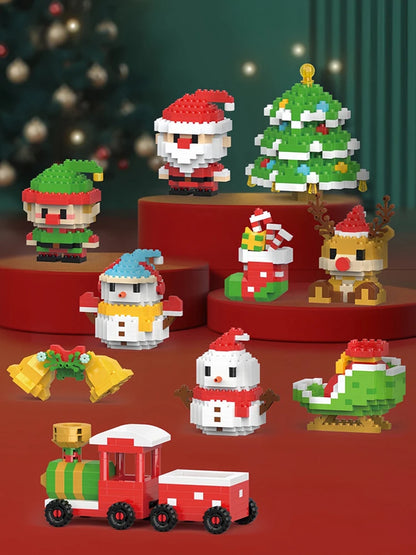 Christmas Gifts Micro Mini Building Blocks - Santa Claus, Christmas Tree, Reindeer, Snowman Train Elements Puzzle Assembling Toy