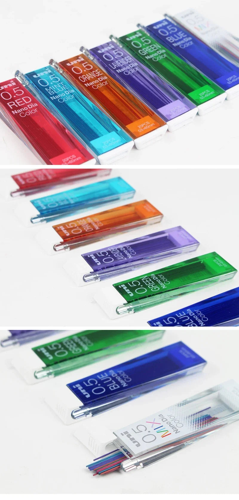 Japan Uni Nano Dia Color 0.5-202NDC Colored Mechanical Pencil Leads Refills 0.5mm Writing Supplies 202NDC
