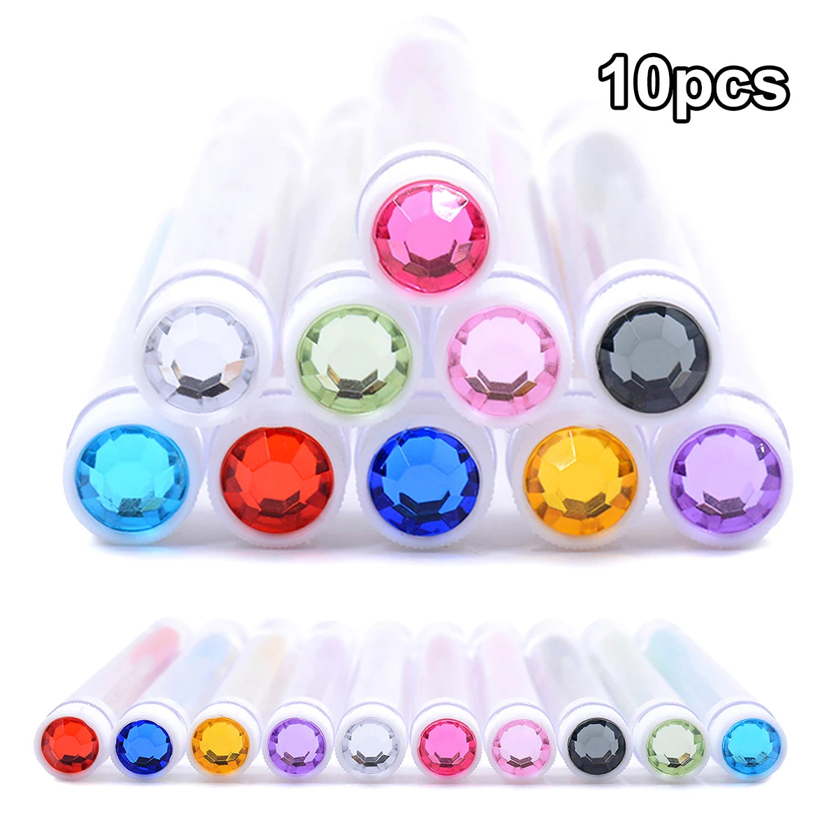 10pcs Diamond Eyelash Brushes Spoolies Reusable Lash Mascara Wands In Tubes Eye Brow Applicatos Eyelash Extension Combs Case