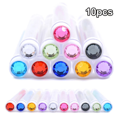 10pcs Diamond Eyelash Brushes Spoolies Reusable Lash Mascara Wands In Tubes Eye Brow Applicatos Eyelash Extension Combs Case
