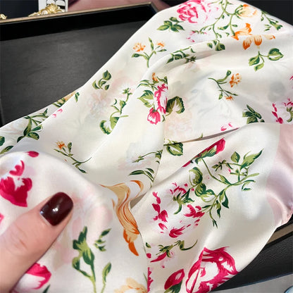 70cm Silk Feeling Square Scarf Women Satin Bandana Print Scarves Head Band Fashion Lady Hair Shawl Wrap Female Neckerchief Hijab