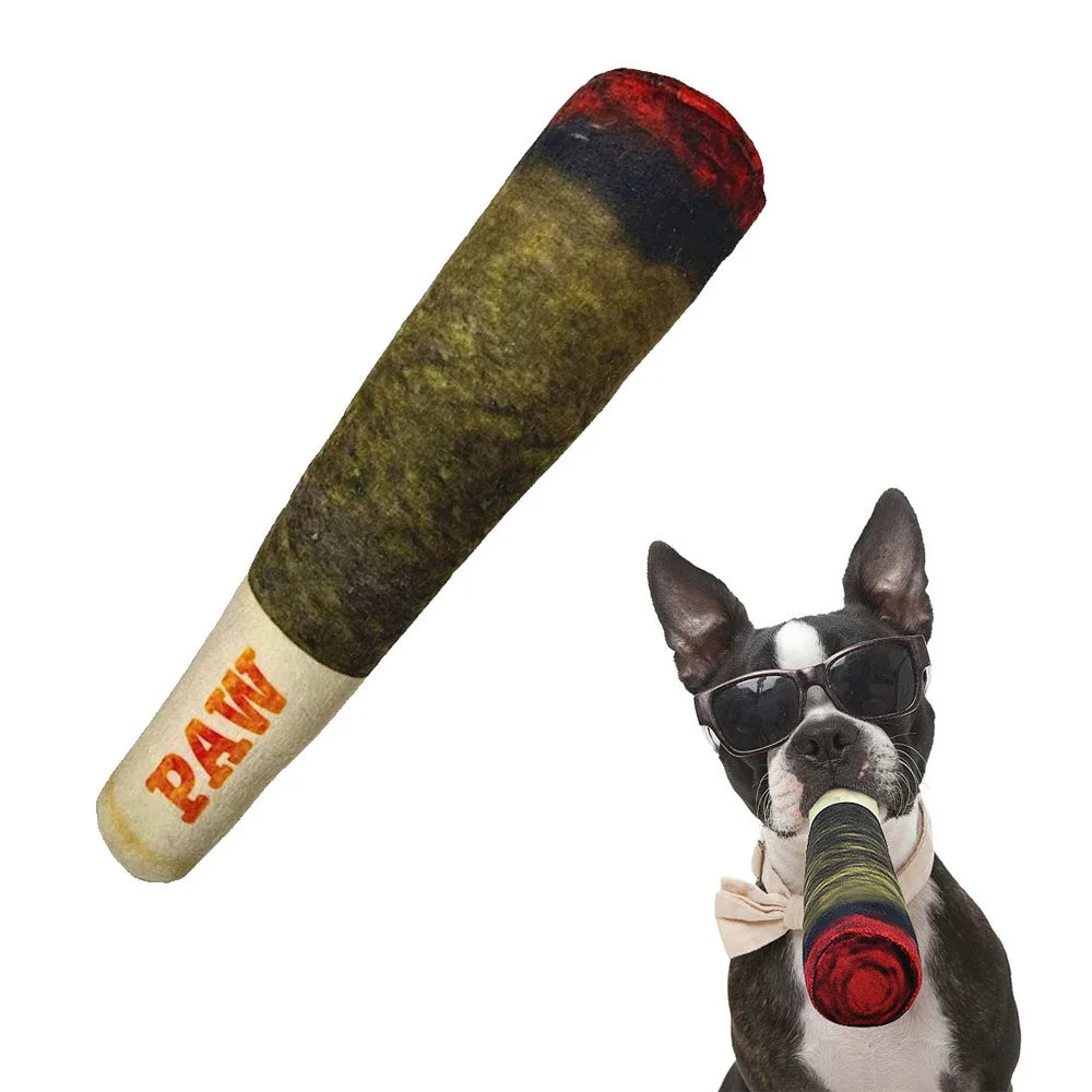 Funny Interactive Cigar Design Plush Dog Toy Squeaky Chew Toy for Teeth Grinding