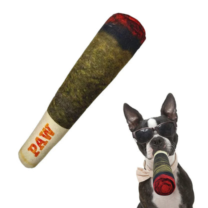 Funny Interactive Cigar Design Plush Dog Toy Squeaky Chew Toy for Teeth Grinding