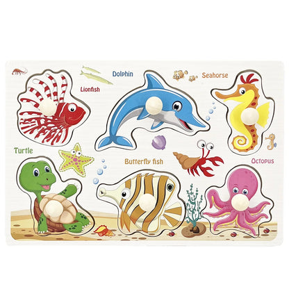 1pc Wooden Jigsaw Puzzle Kids Montessori Games Educational Toys for Children Animal Fruits Shapes Hand Grasp Board Wood Puzzles