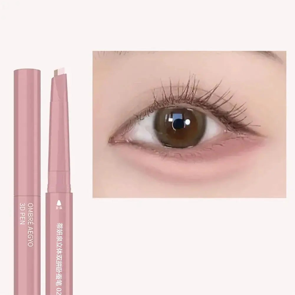 2 In 1 Double Ended Lying Silkworm Pen Two-tone Natural Under Eye Highlighter & Shadow Stick For Korean Makeup