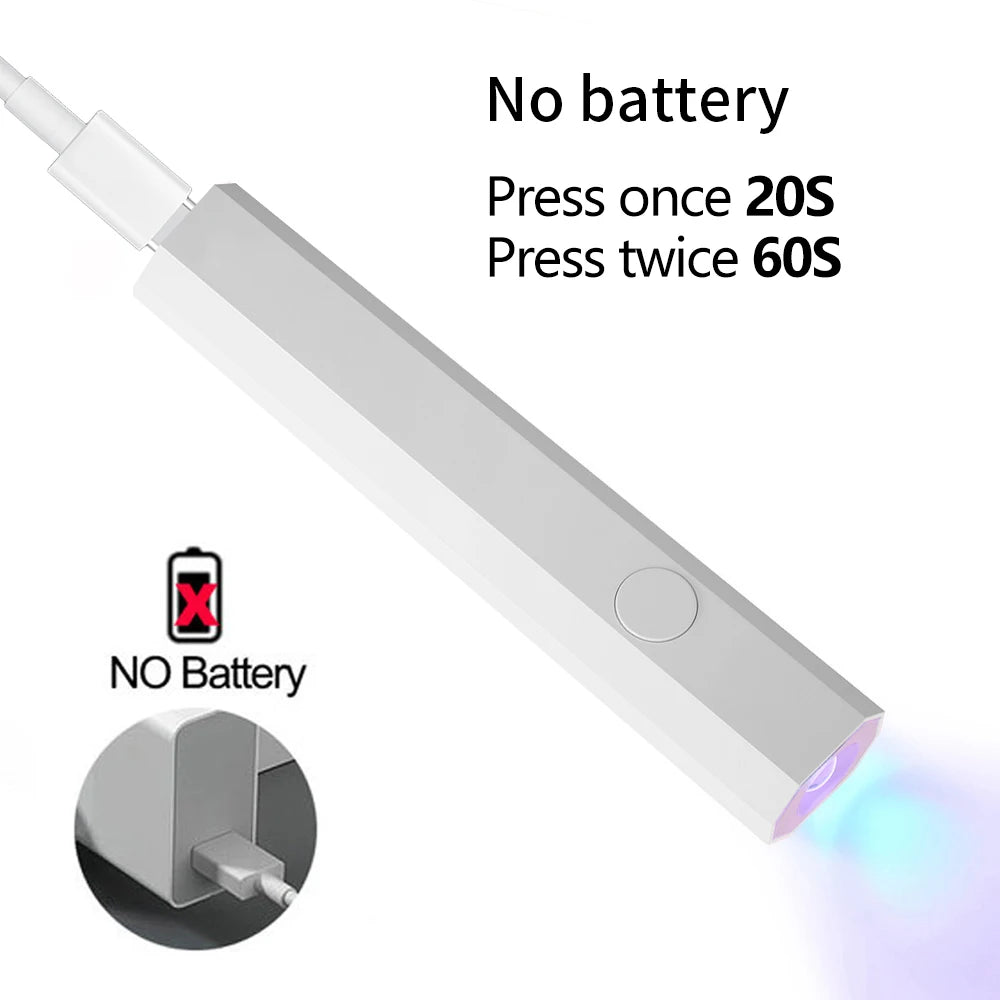 YIKOOLIN Mini Handheld UV Light Fast Gel Nail Drying Lamp for Home Salon Tools Professional Nail Phototherapy Flashlight Pen