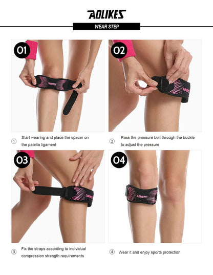 AOLIKES 1PCS Knee Braces for Knee Pain,Patella Knee Support Strap,Adjustable Patellar Tendon Stabilizer Band for Basketball