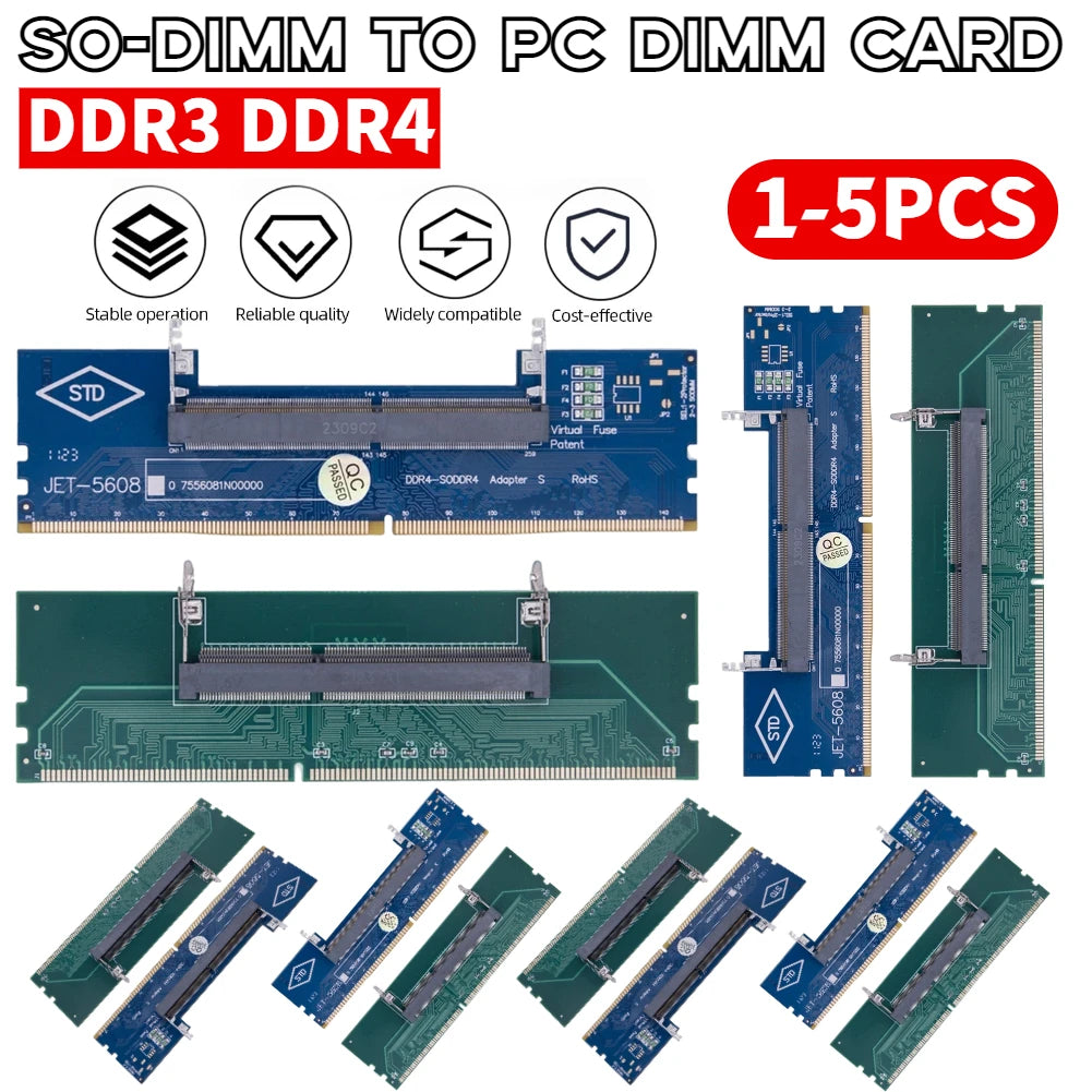 1-5PCS SO-DIMM To PC DIMM Card Laptop To Desktop Memory Adapter Card DDR3 DDR4 Memory RAM Adapter Card Stick