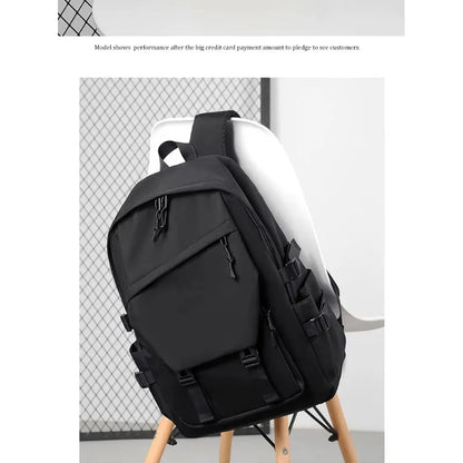 One 15 Inch Polyester Waterproof Solid Color Simple Men's Backpack Fashion Couple Student Computer Backpack