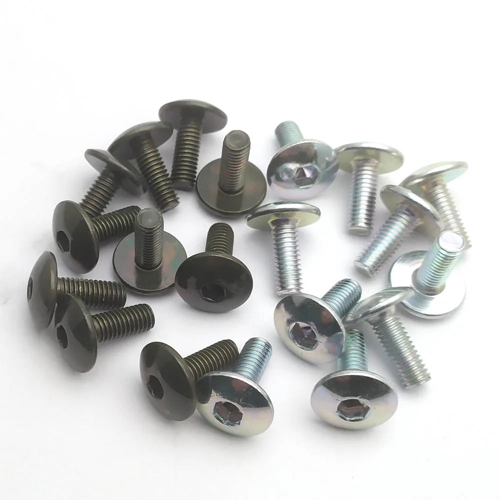 10pcs Big Flat Round Head Inner Hexagon Screw Bolt M6 6mm for Motorcycle Scooter ATV Moped Plastic Cover