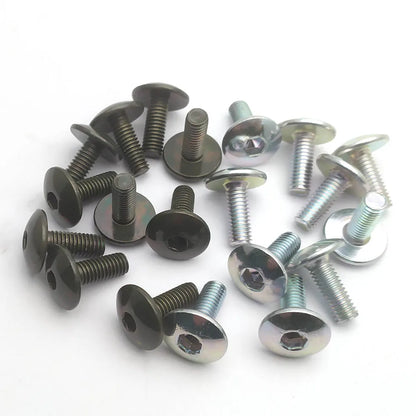 10pcs Big Flat Round Head Inner Hexagon Screw Bolt M6 6mm for Motorcycle Scooter ATV Moped Plastic Cover
