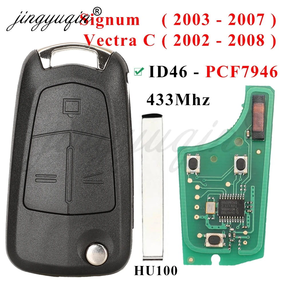 jingyuqin Flip Remote Car Key 433Mhz For Opel/Vauxhall Astra H 2004-2009 Zafira B 2005-2013 Vectra C 2002-2008 Corsa D 2007-2012