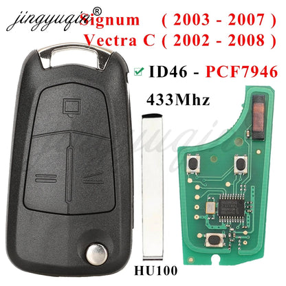 jingyuqin Flip Remote Car Key 433Mhz For Opel/Vauxhall Astra H 2004-2009 Zafira B 2005-2013 Vectra C 2002-2008 Corsa D 2007-2012