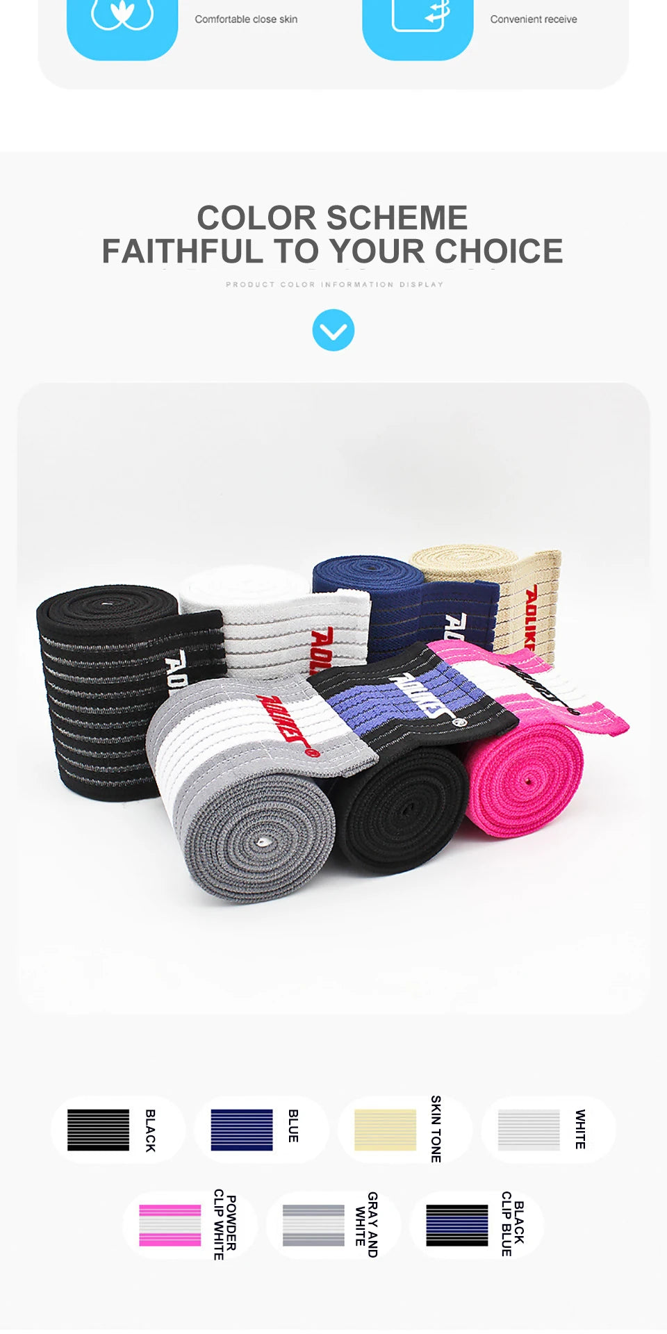 AOLIKES 1PC 40-180cm Compression Bandage Protector Knee Support Brace Sports Elastic Elbow Straps Leg Bands Bandage Workout Wrap