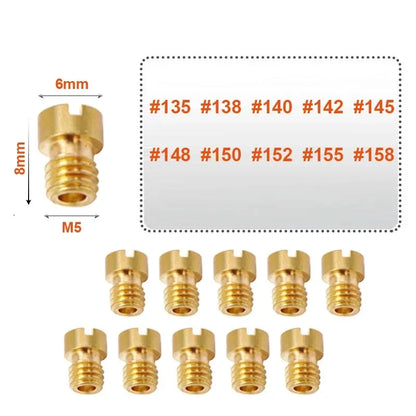10pcs Carburetor Main Jets Slow Pilot Jets M5 6mm Thread for PWK Keihin OKO CVK Carb Set Injector Nozzle Motorcycle Part