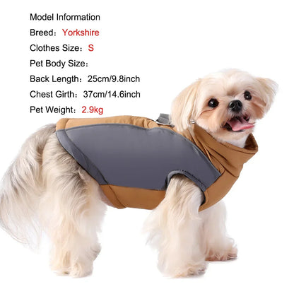 Winter Pet Dog Hiking Jacket Coat for Small Medium Dogs Cats Reflective Puppy Warm Clothes with D-ring Yorkshire Bulldog Apparel