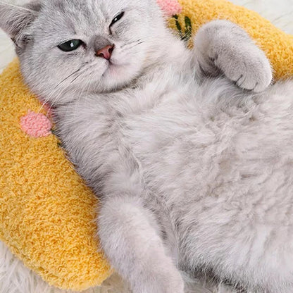 1PC Little Pillow for Cats, Ultra Soft Fluffy Pet Calming Toy Half Donut Cuddler for Joint Relief Sleeping Improve