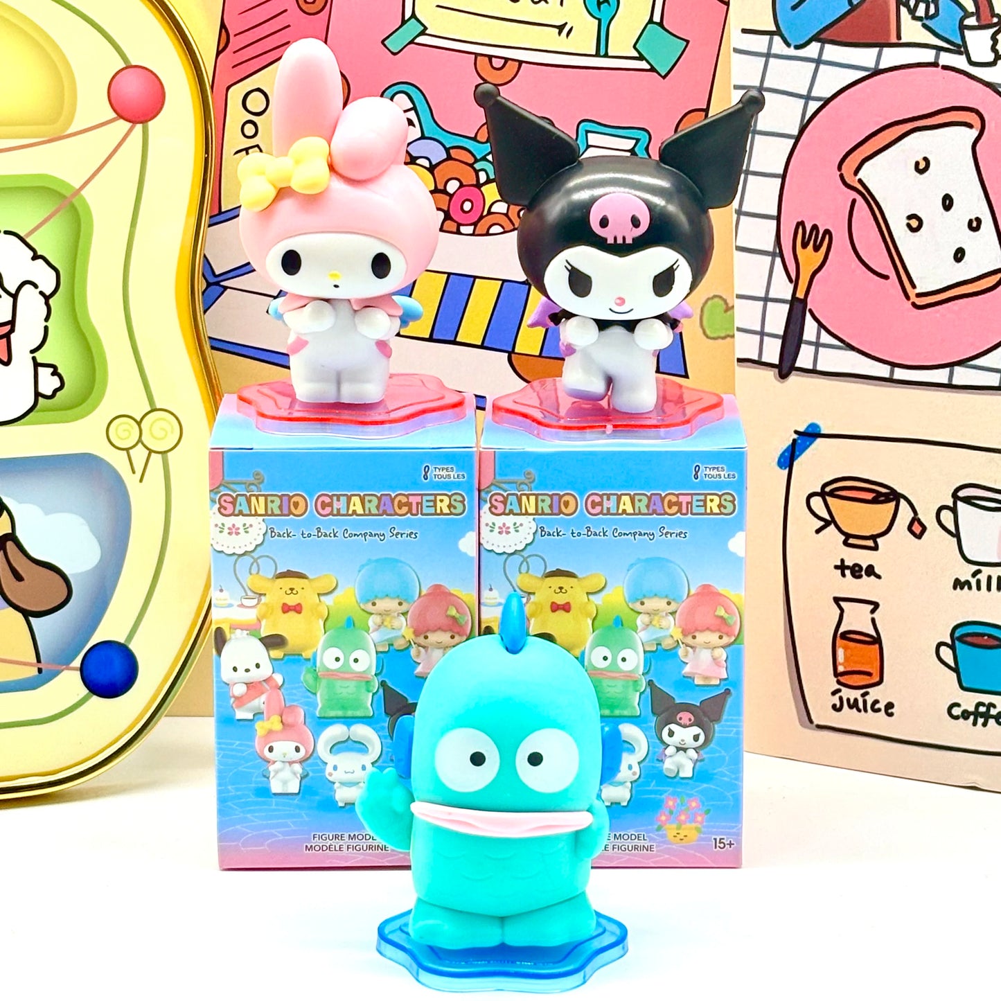 Sanrio Kuromi My melody Hangyodon Cinnamoroll Pompom Purin anime blind box figurine desktop cute ornament gift decoration kawaii