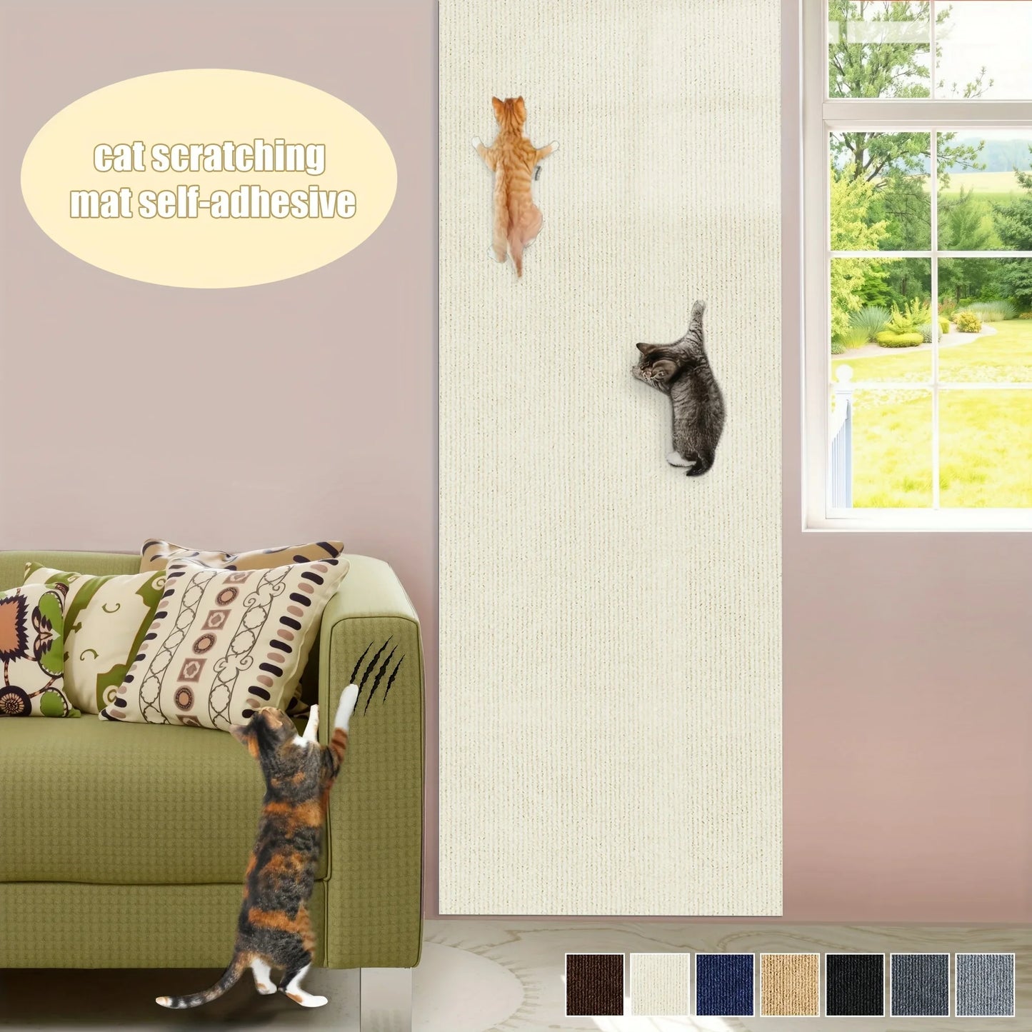 Self-Adhesive Cat Scratching Mat Trimmable Cat Scratching Post Cat Carpet for Anti-scratching Protector Anti Cat Scratch Mat