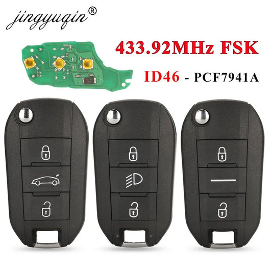jingyuqin 433.92Mhz ID46-pcf7941 Car Remote Key 2/3 Buttons Fob For Peugeot 508 208 2008 301 308 5008 Citroen C-Elysee C4-Cactus